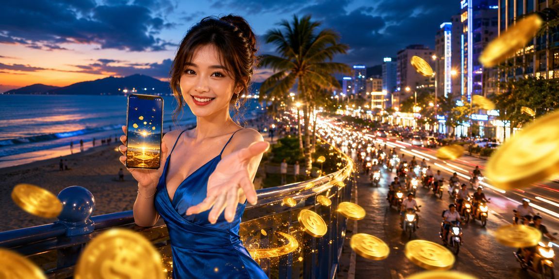 Người chơi sử dụng casino di động tại bãi biển Đà Nẵng